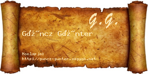 Güncz Günter névjegykártya